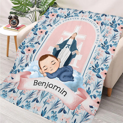 Couverture pour bébé Protected By Mary - Couverture personnalisée
