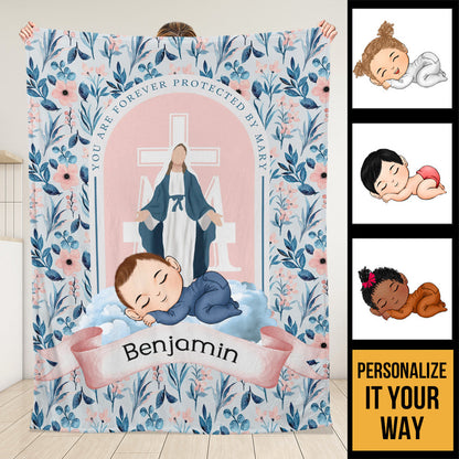 Couverture pour bébé Protected By Mary - Couverture personnalisée